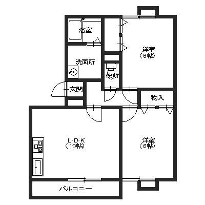ボヌール 御園(2LDK/1階)の間取り写真