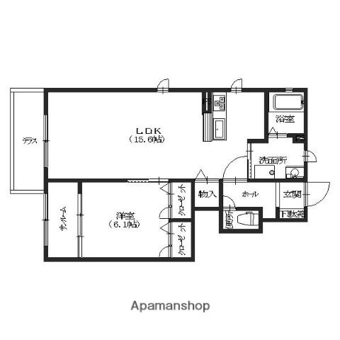 ＩＲいしかわ鉄道 野々市駅(ＩＲ) 徒歩2分 2階建 築19年(1LDK/1階)の間取り写真