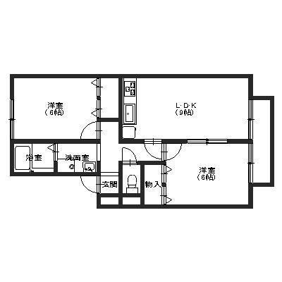 セジュールSAKUDAⅡ(2DK/2階)の間取り写真