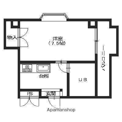 ヴェール(1K/2階)の間取り写真