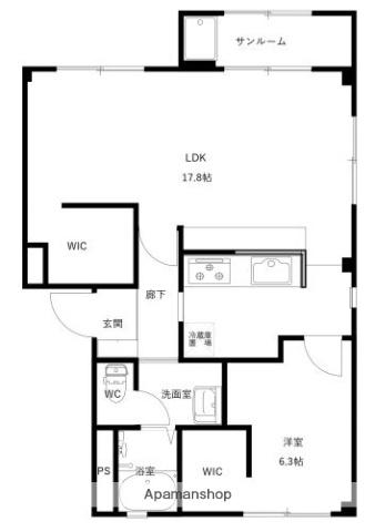 リヴ・リバー光ヶ丘(1LDK/3階)の間取り写真