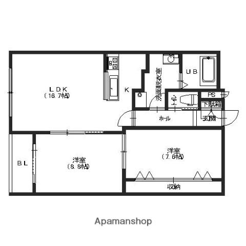 NBコート有松(2LDK/1階)の間取り写真