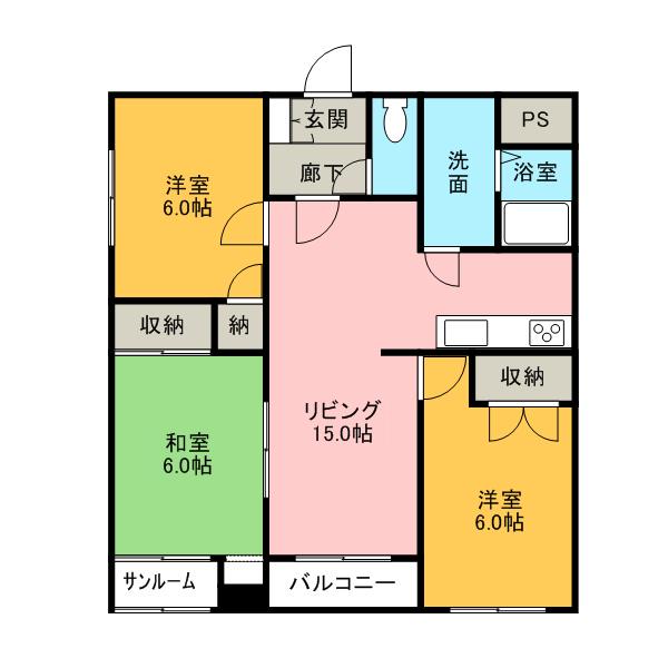 グランヴェルジェ有松(3LDK/6階)の間取り写真