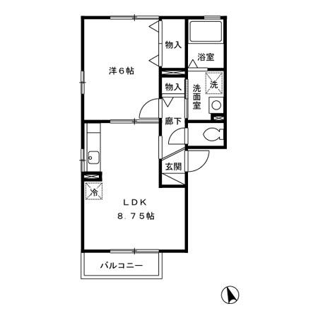 レスプランドールⅡ(1LDK/2階)の間取り写真