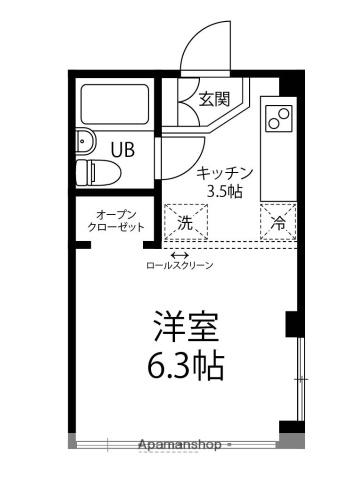 BACKS(ワンルーム/4階)の間取り写真