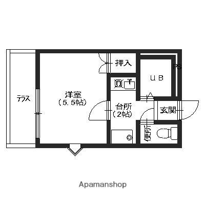プティ・モンターニュ(1K/1階)の間取り写真