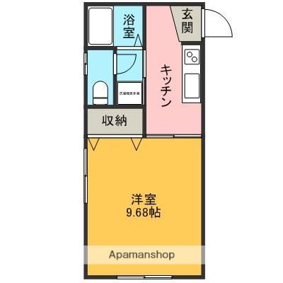 ボヌールK(1K/2階)の間取り写真