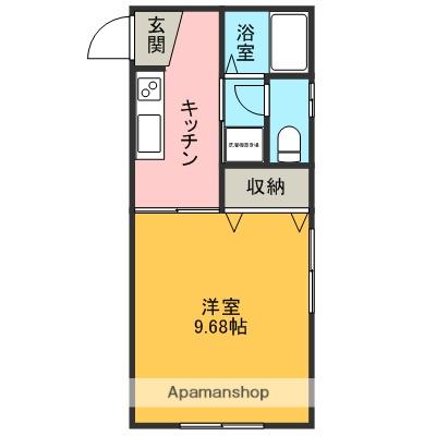 ボヌールK(1K/2階)の間取り写真