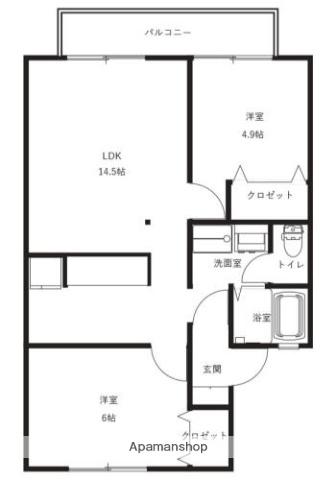 シンシア泉野(2LDK/2階)の間取り写真