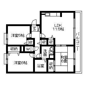 ルミエールあさひ(3LDK/3階)の間取り写真