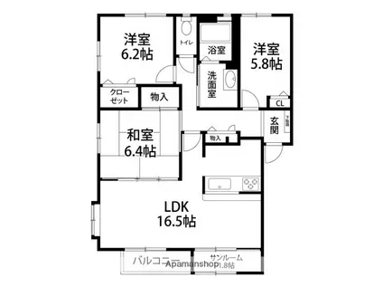 ラフィーネ(3LDK/1階)の間取り写真