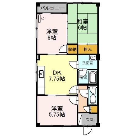 メープルハイム(3DK/3階)の間取り写真