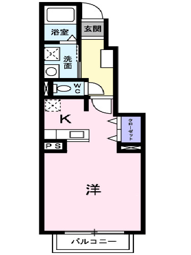 エクラ駿Ⅱ(1K/1階)の間取り写真