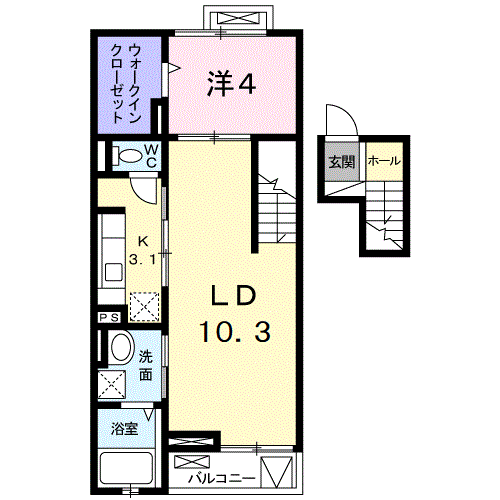 ナオパウム(1LDK/4階)の間取り写真