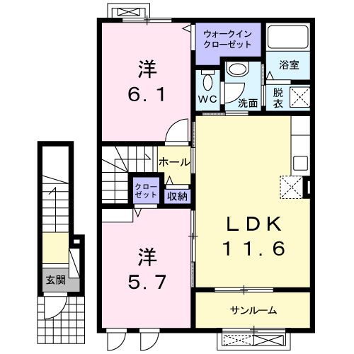 プレッソ(2LDK/2階)の間取り写真