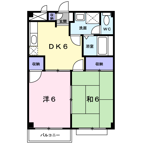 エルディムAI1(2DK/2階)の間取り写真