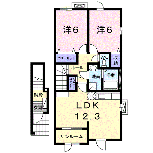 モンソレイユⅣ(2LDK/2階)の間取り写真