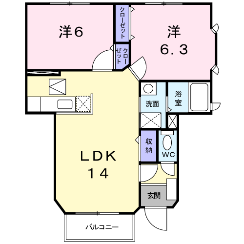 エトランジュ(2LDK/1階)の間取り写真