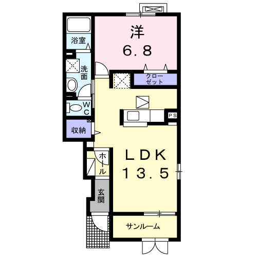 G・セレッソ Ⅱ(1LDK/1階)の間取り写真
