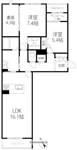 ラ・プレス泉が丘(2SLDK/2階)の間取り写真