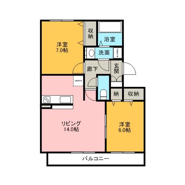 パルテール(2LDK/2階)の間取り写真