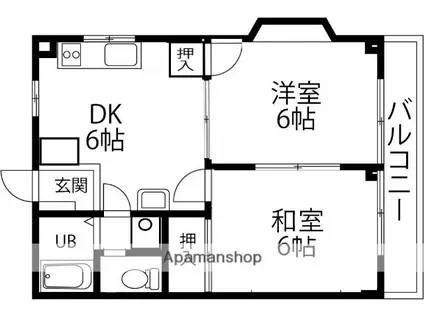 リバティハウス(2DK/2階)の間取り写真