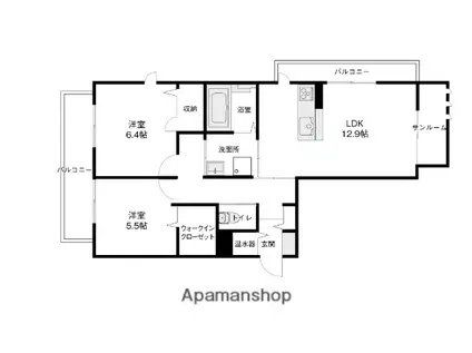 CASA MIA富樫(2LDK/2階)の間取り写真