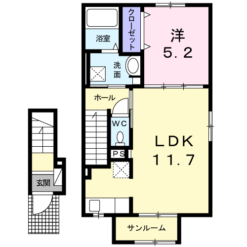 サン・エテルノⅢ(1LDK/2階)の間取り写真