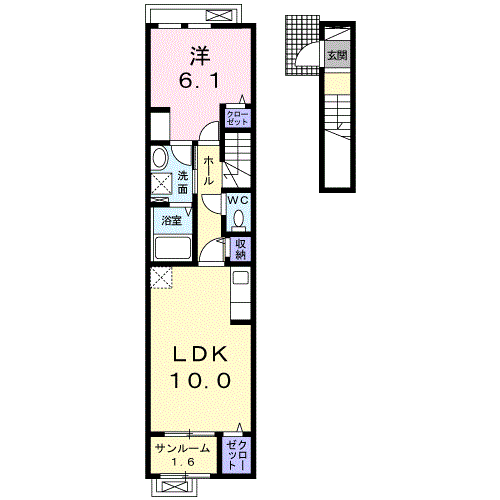 アンシャンテ Ⅳ(1LDK/2階)の間取り写真