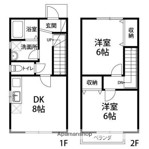 ジークフリート寺山(2DK/1階)の間取り写真