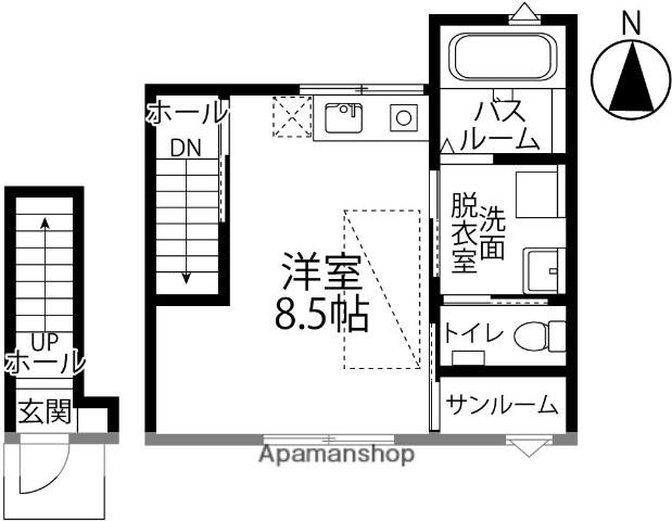 BRANZ野々市B棟(ワンルーム/1階)の間取り写真