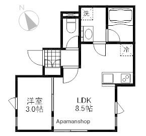 GRAND VILLA B(1LDK/1階)の間取り写真