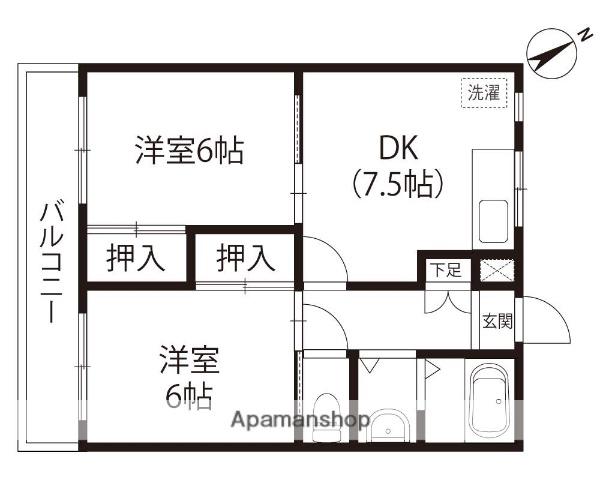 コーポ上森(2DK/1階)の間取り写真