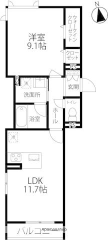 MILLE FLEURS(1LDK/2階)の間取り写真