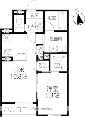 MILLE FLEURS(1LDK/3階)の間取り写真