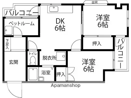 NOOK M15(2DK/1階)の間取り写真