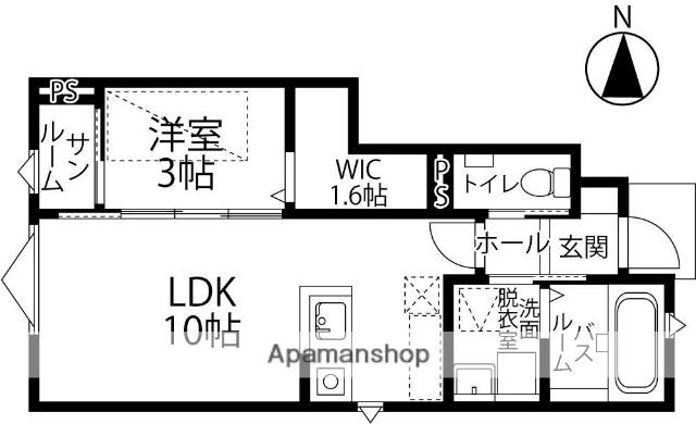 BRANZ野々市D棟(1LDK/1階)の間取り写真