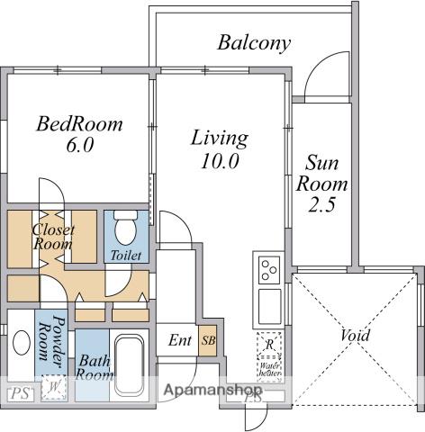YOMODA APARTMENT(1LDK/4階)の間取り写真