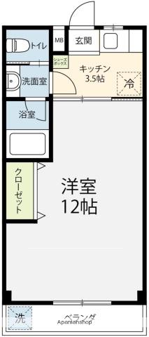 セシボン堀内2(1K/1階)の間取り写真