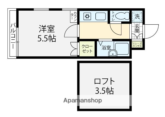 アップルハウス馬替(1K/2階)の間取り写真