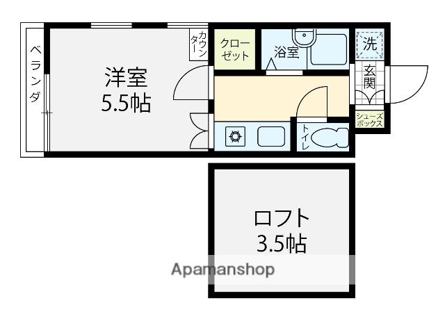 アップルハウス馬替(1K/1階)の間取り写真