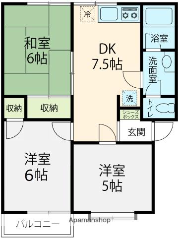 メゾンM2(3DK/2階)の間取り写真