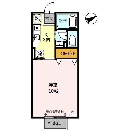 ヴェルドミールB(1K/2階)の間取り写真