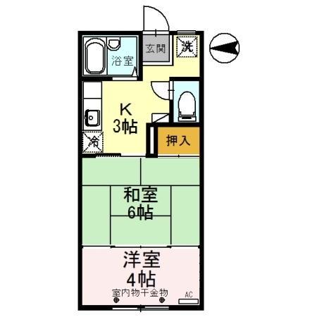 リバーサイドKM(2K/2階)の間取り写真