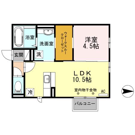 アルカディア(1LDK/2階)の間取り写真