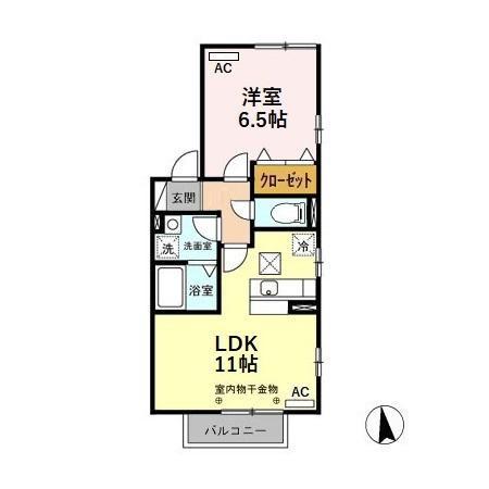 リビングタウン藤江A(1LDK/1階)の間取り写真