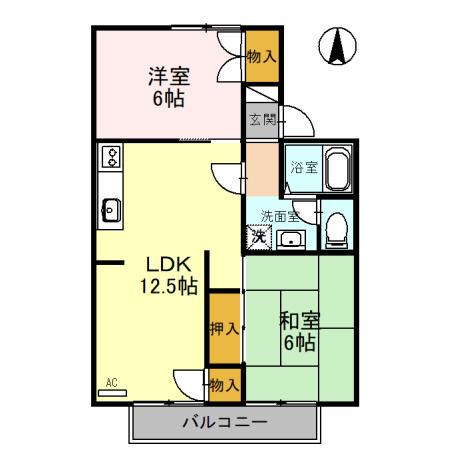 セラヴィー高尾台A(2LDK/2階)の間取り写真