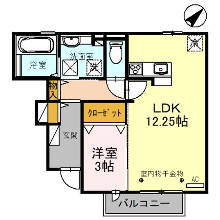 SERENA百坂A(1LDK/1階)の間取り写真
