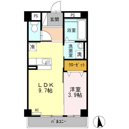 ノールラガール相木(1LDK/2階)の間取り写真