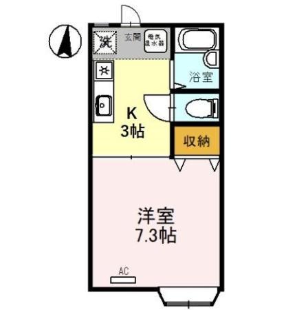 サンライズN(1K/1階)の間取り写真